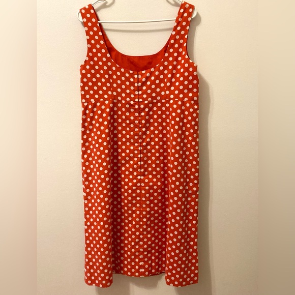 Orange and white polkadots empire waist summer dress - Picture 4 of 5
